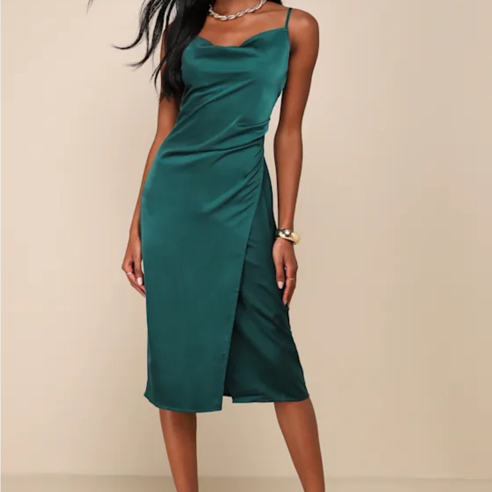 Elegant Green Satin Dress